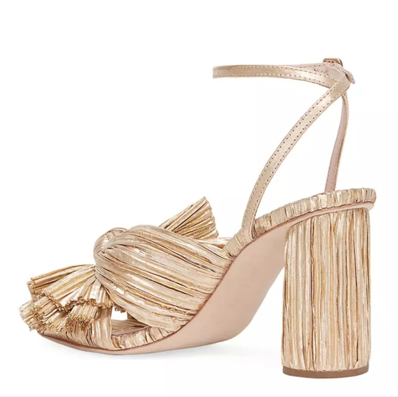 NWB$395 Loeffler Randall Camellia Gold Knotted Lamé Ankle Strap Heel Sandal Sz 5 - Picture 6 of 17